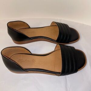 Madewell D’Osay Flat Open Toe Sandals in True Black Sz Women’s 6